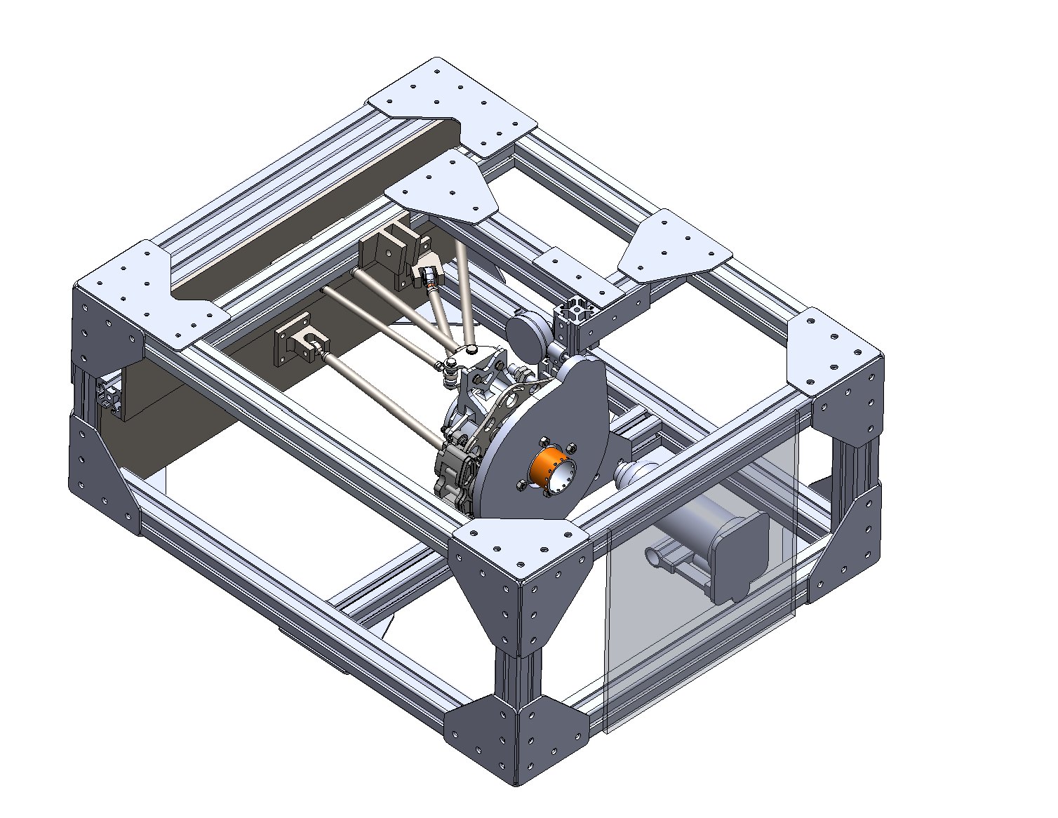 Suspension compliance test jig full assembly in CAD.
